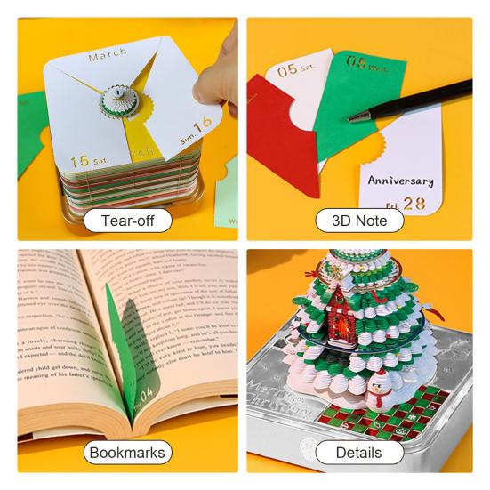 3D Paper Sculpture Calendar 2026 Daily Tear-Off Notepad with Tree House Design Desktop Organizer Decorative Gift for Office Home Use