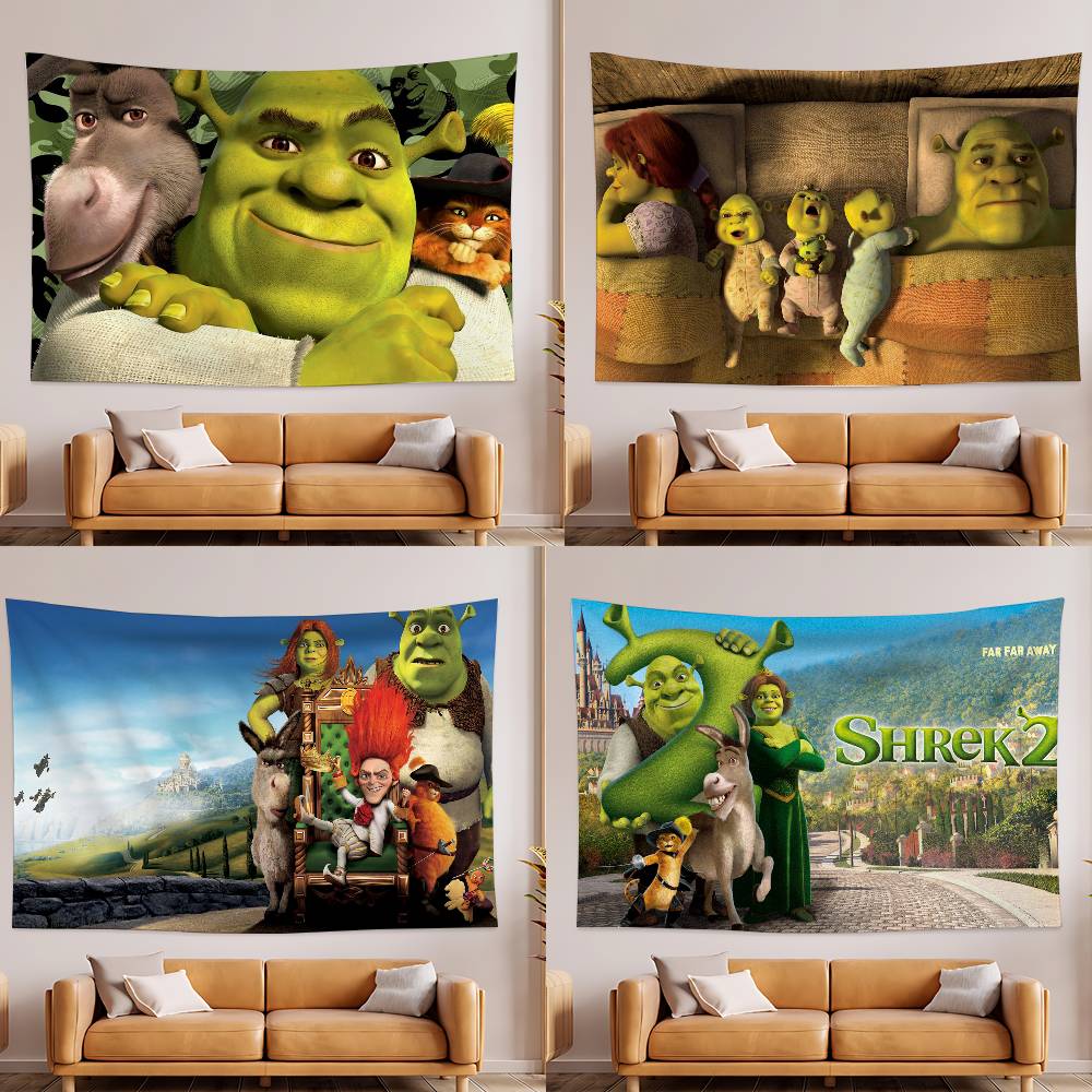 Funny Movie Sshrek Tapestry Wall Hanging Tapestry Art Deco Blanket Curtain Hanging At Home Bedroom Living Room Decor