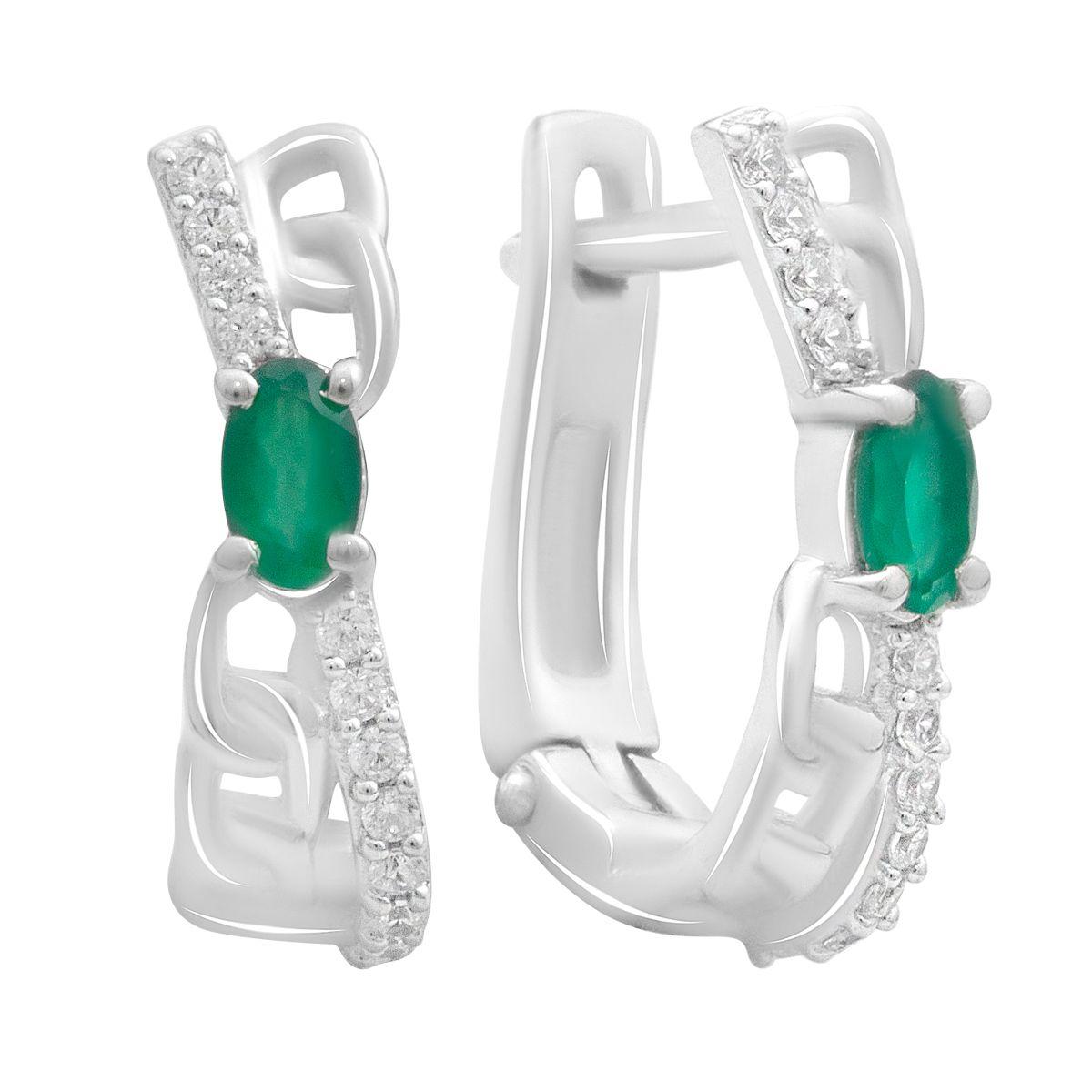 

Silver earrings with natural agate 0.73ct (2189534) смарагдовий