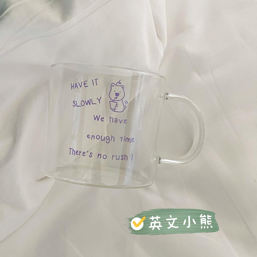 Busy Shop Ins Smiley Face Handle Glass, Cartoon High Temperature Resistant Simple Milk Cup Breakfast Fruit Cup 500Ml