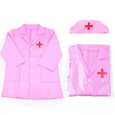 TTETNLY Kids Doctor Nurse Pretend White Role Performance Unisex Nurse Costume, Workwear, Preschool, Play, Coat, Play, Costume, (Pink Uniform)