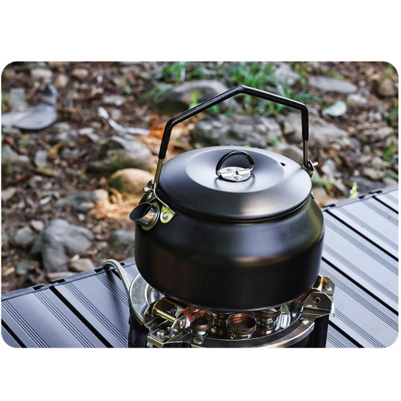 Portable 1 Litre Lightweight Stainless Steel Camping Kettle Durable and Camping Tea Pot for Indoor Outdoor Campfire Use