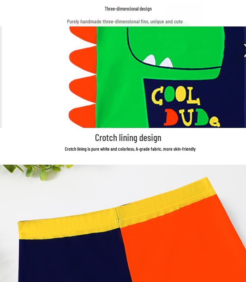 Boys' 2025 Dinosaur Print Swimsuit Set - Short-Sleeve Three-Piece Swimwear