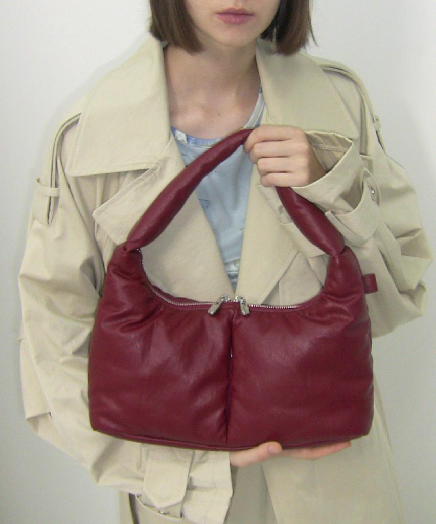 Fillintheblank Soft Basket Hobo Bag (S)(Burgundy)