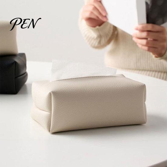 Sturdy Leather Paper Box PU Tissue Box, Multi-Purpose Desktop Organizer, Durable Dining Room Dispenser Compact Foldable Napkin Dispenser, for Desk And