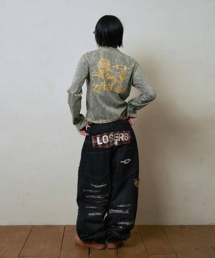 Lujeoseukeulleob Crack Logo Long Sleeve T-Shirt Camo