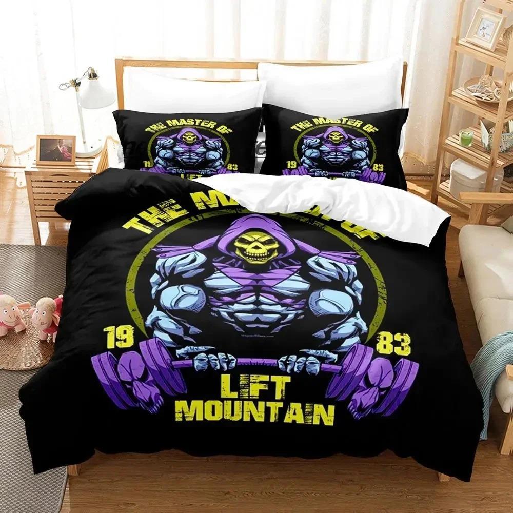 

New 3D Skull Skeletor Bedding Set Single Twin Full Queen King Size Aldult Duvetcover Sets For Boys Bedroom Anime Bed Sheet Set (135x200cm)
