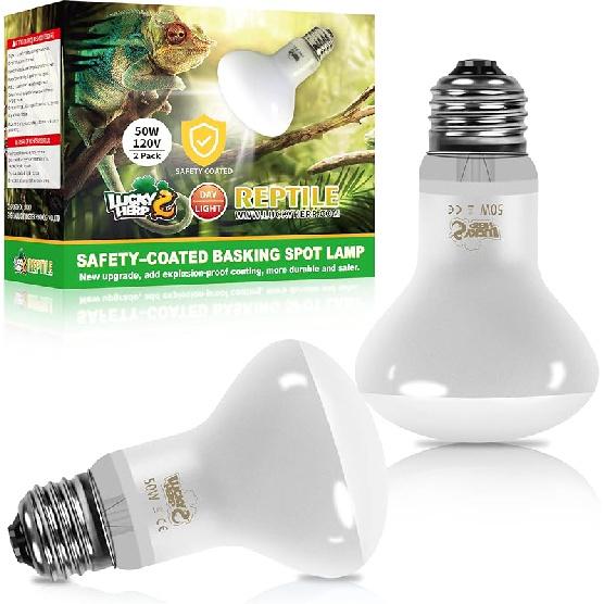 LUCKY HERP New Upgrade 100W Reptile Heat Lamp Bulb (3rd Gen, Safer), Amphibian Basking Spot Light Bulb, UVA Reptile Daylight Bulb for Turtle, Bearded Heat Lamp 50W