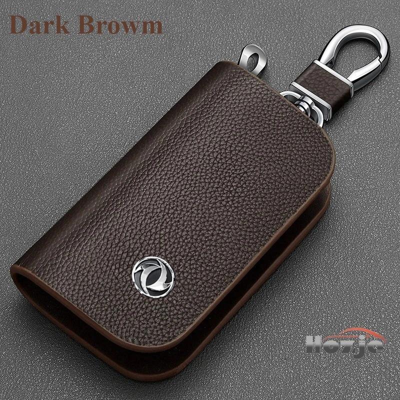 Leather Car Key Case Zipper Key Cover For Dongfeng Box Mage Nammi 01 Shine 007 008 Ax7 T5 Evo Huge Rich 6 580 Sx6 Accessories