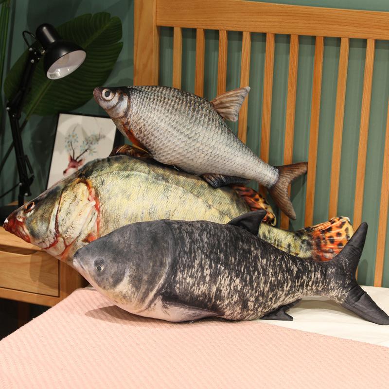 Simulation Fun Freshwater Fish Plush Toy Soft Stuffed Cotton Creative Animal Carp Plush Pillow Sleeping Mat For Boys Girls Gifts