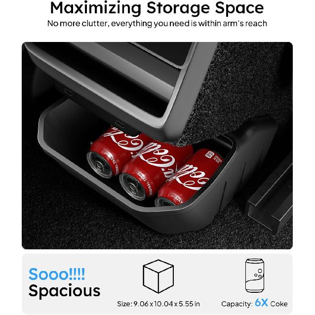 Wigoo 2025 Upgrade Tesla Model 3 Highland Accessories Rear Center Console Organizer [Partitioned Storage & Stable Tallation] Backseat Storage Box For