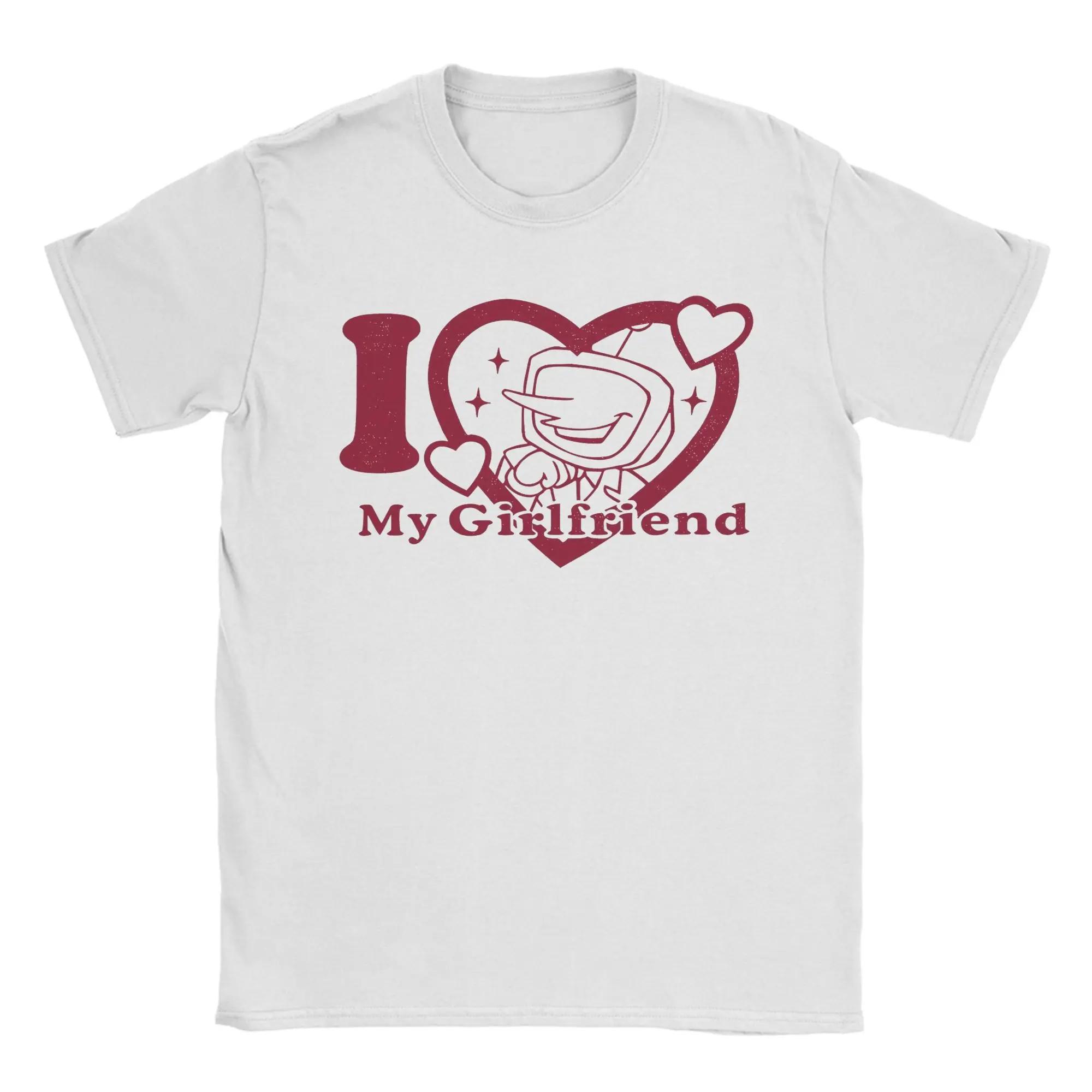 I Love My Girlfriend Parttern Printed Summer TShirts Casual Tees Round Neck Short Sleeve Tshirt Women Summer Clothing S