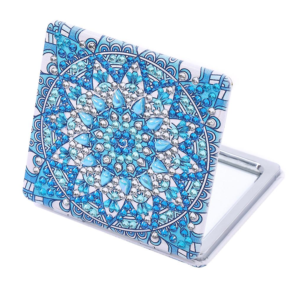 DIY Diamantmalerei Schminkspiegel Cartoon Datura Blume Speziell geformte Diamantstickerei Taschen Mini Schminkspiegel für Mädchen