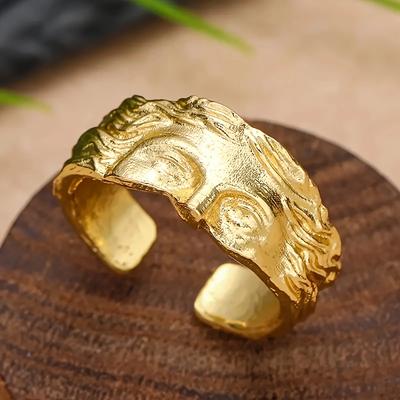 Ringe für Männer Kreativer Venusmaskenring, Retro Thai Silber Relief mit verstellbarem Öffnungsring Geständnisgeschenk