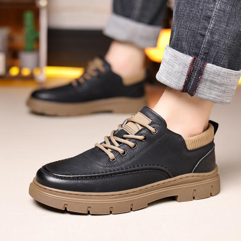 2025 autumn and winter new men's thick-soled tooling big head casual leather shoes men's handmade shoes