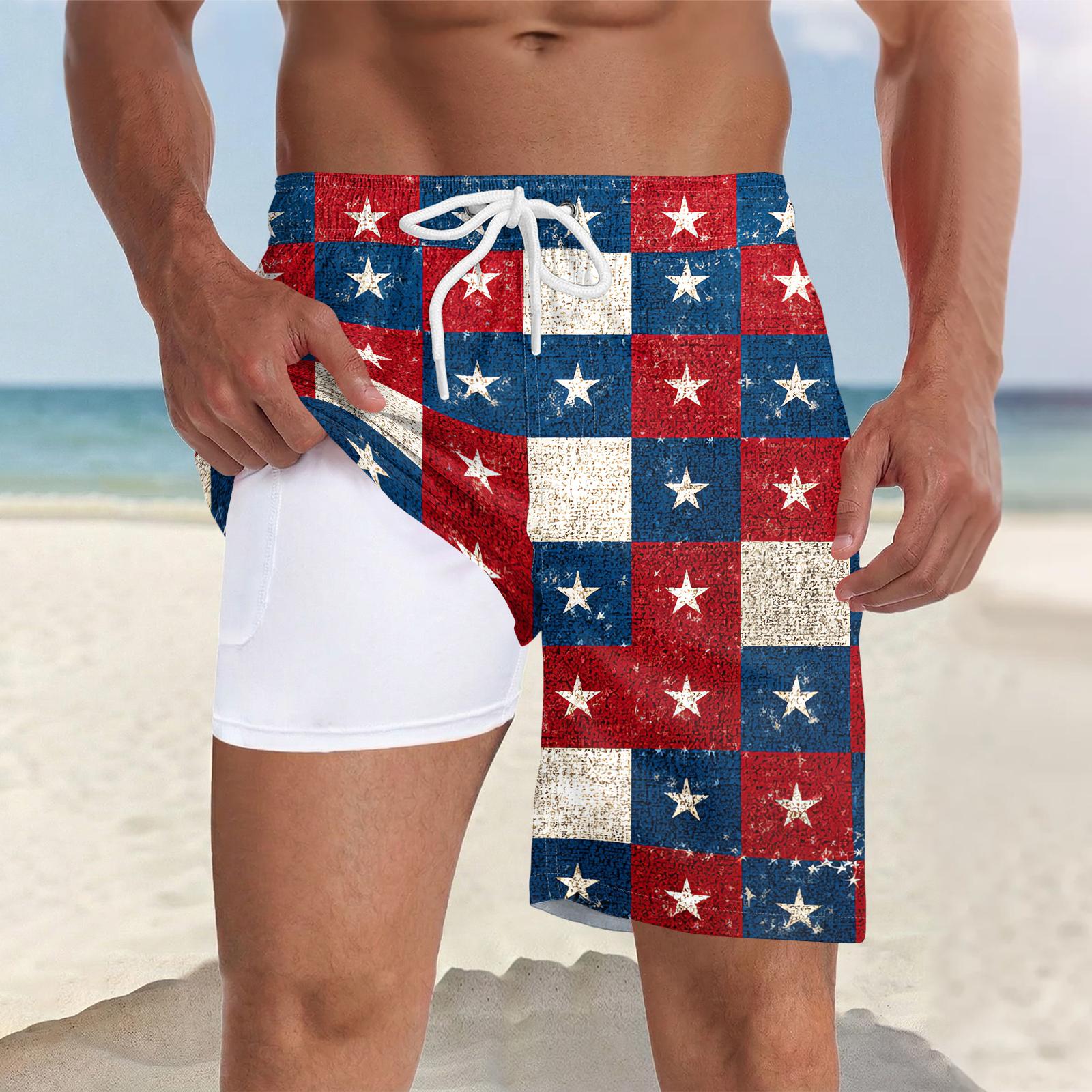 

Мужские плавки для плавания, быстросохнущие, пляжные, повседневные (С карманами) L синий