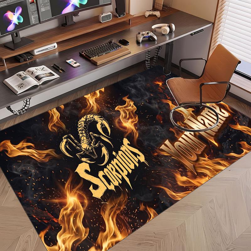 Custom Rug Scorpions Pattern Print Name Text Soft Non‑Slip Floor Carpet for Home Indoor Decoration