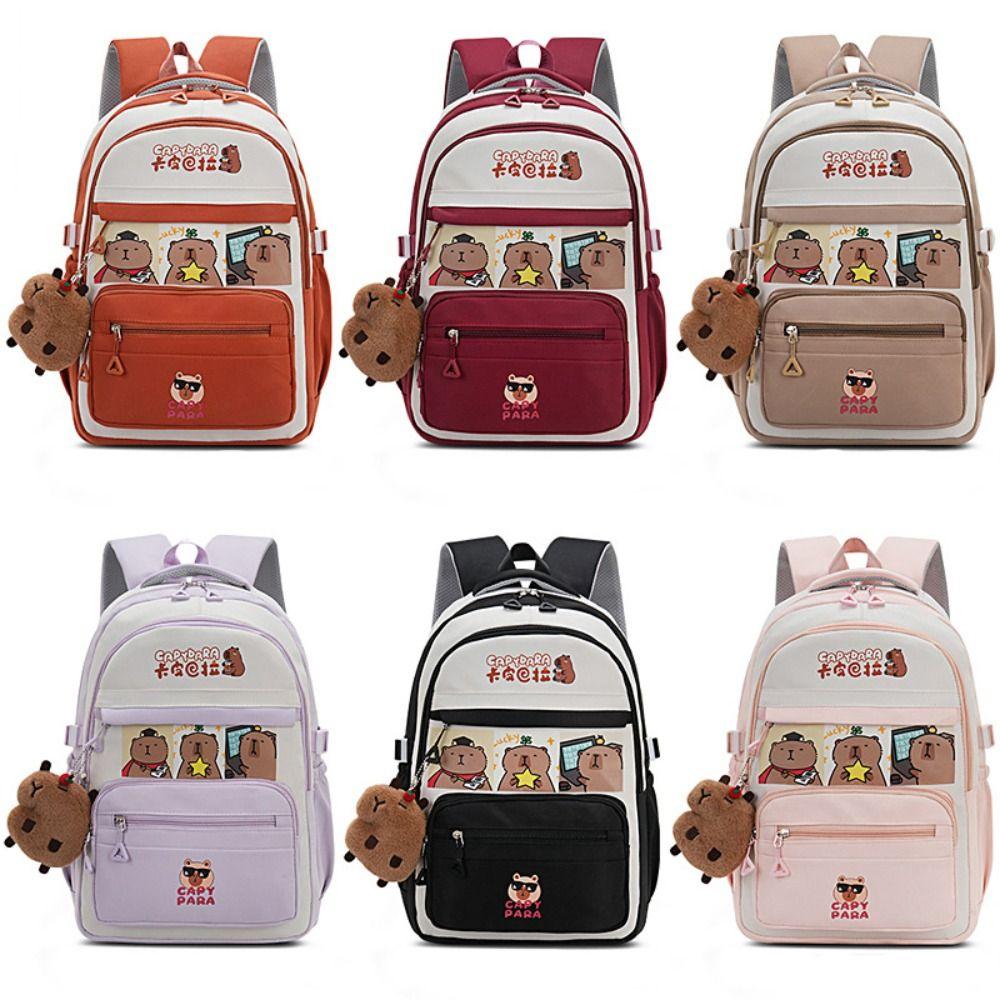 Cartoon Capybara Backpack Casual Style Casual Shoulder Bag Trendy School Bag  Travel