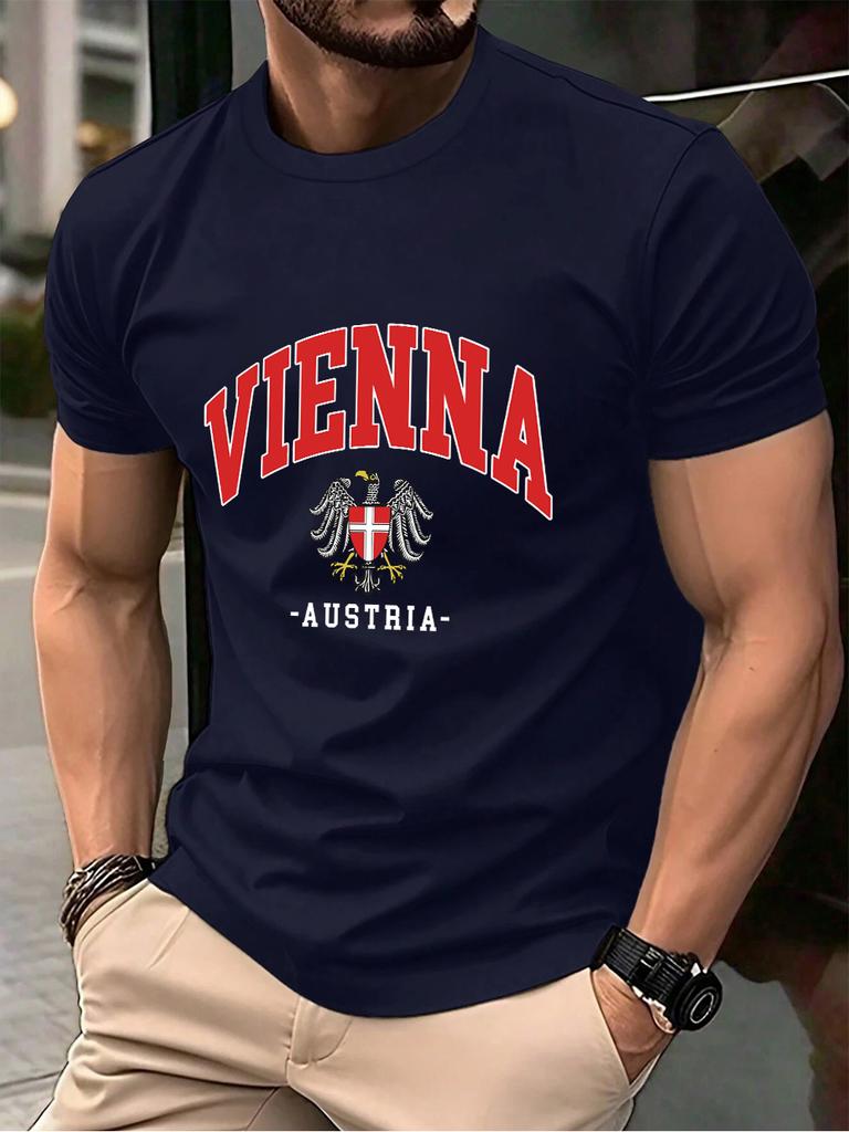 Vienna Austria Letter Local Printing Men TShirt Cotton Summer Soft Oversized Tops ONeck Short Sleeve T Shirt Casual Clothes
