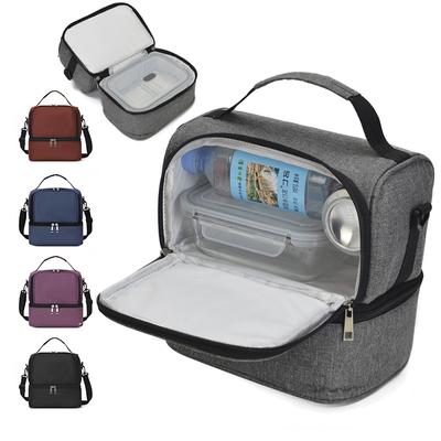 Borsa da picnic portatile a doppio strato Borsa da pranzo con isolamento termico per frigorifero Borse per alimenti Bento Contenitore da campeggio Dispositivo di raffreddamento per bevande