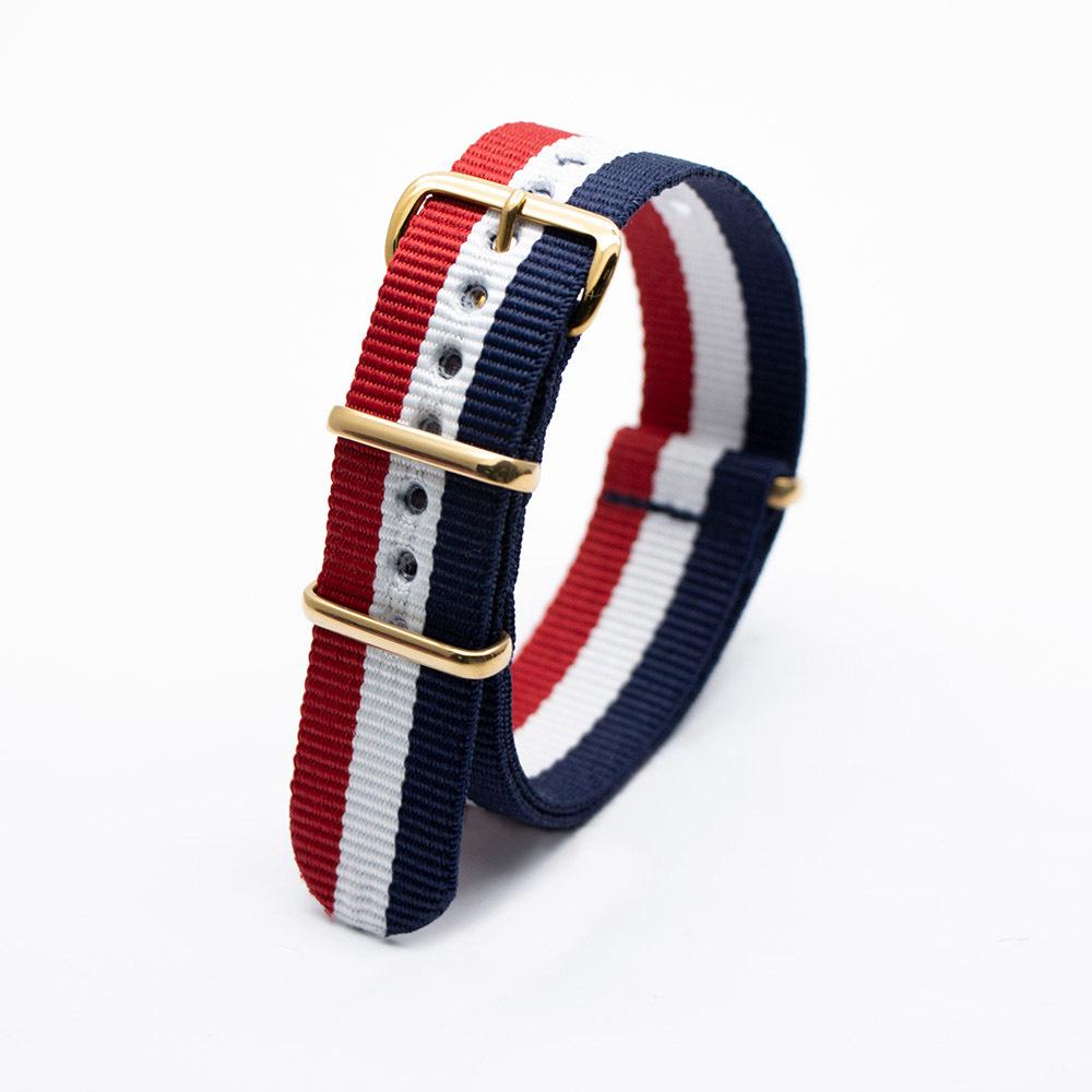 

Colorful Nylon Canvas Watch Band with Gold DG Buckle 22mm