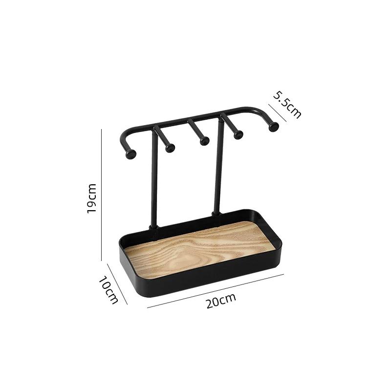 Fashion Jewelry Organizer Display For Earrings Necklaces Jewelry Storage Rack With Wooden Base Bracelet Hanging Holder