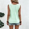 Women's Sleeveless U-Neck Hollow Out Tank Top with Pattern and Button