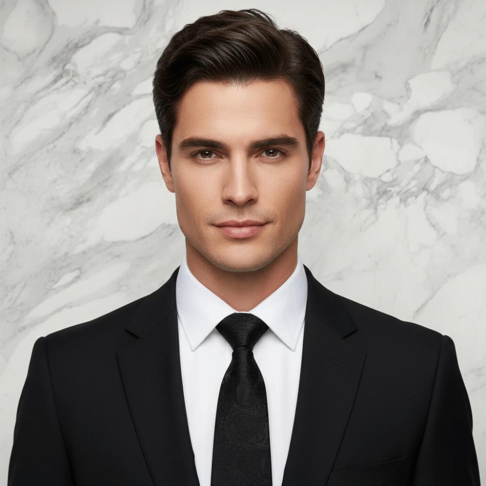 Jednolity Kolor Męski Krawat Kwiatowa Retro Zawiść Klasyczny Czarny Krawat Koszula