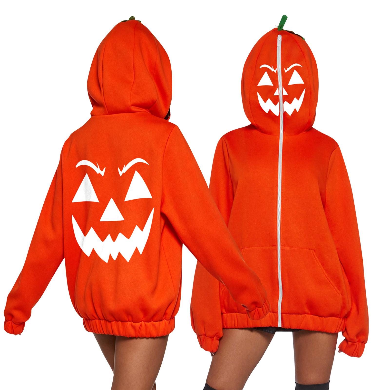 Women s Halloween Pumpkin Print Long Sleeve Sweatshirt Casual Pullover S