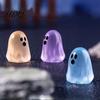 Mysterious Night Light Decorations 6PCS Luminous Mini Ghost Figures, Miniature Glow in The Dark Spooky Resin Craft Accents Ornaments, Halloween Theme