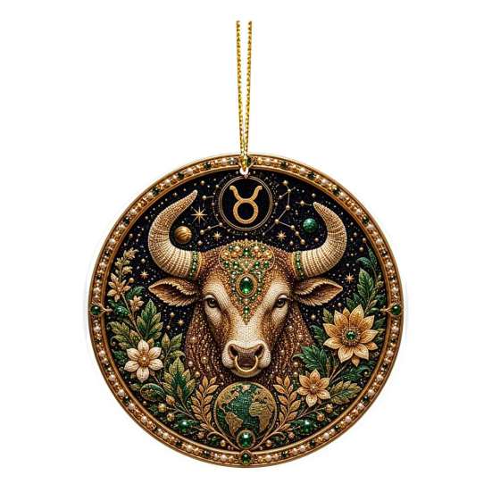 Zodiac Sign Decor 2D Flat Pearl Painting Ornament, Double Sided Theme Hanging Gem Home Ornament Art Craft, Rhinestone Beads Pattern Acrylic