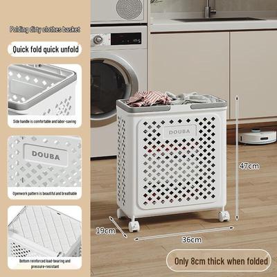 Miflame Foldable Laundry Basket with Wheels