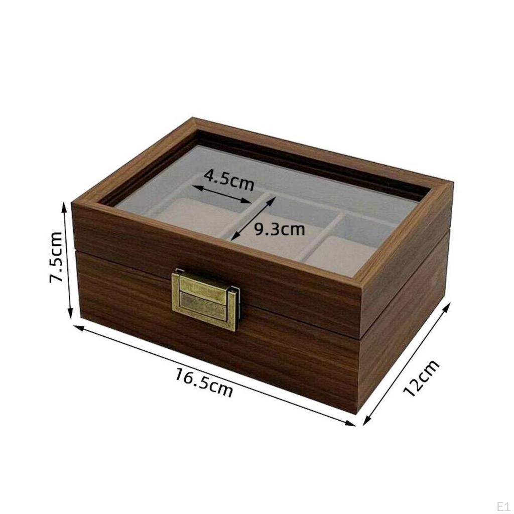 3 Slot Watch Box Cushioned Lined Lumber Chronometer BrassTone Hardware