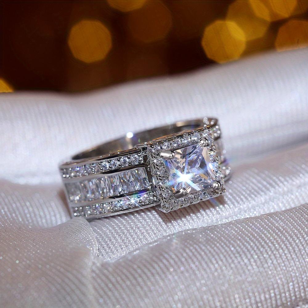 

Elegant Square Cut Zirconia Engagement Ring with Sparkling Cubic Zirconia Halo - Versatile for Men & Women, Ideal for Valentine S Day, Eternity, and W 5