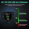 DC 12V 24V LED Car Digital Voltmeter, Waterproof Voltage Meter Car Battery Tester with Touch Switch Display Panel with Connection Cable for Car Etc.