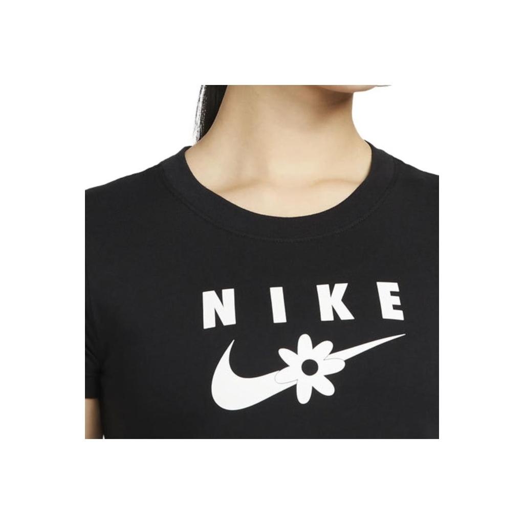 Nike Sportswear Daisy Logo Print Round Neck Short Sleeve T-Shirt Women Tops Black DN5859-010