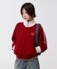 ODDSTUDIO Sporty Track Semi-Crop Knit Zip-Up - Red