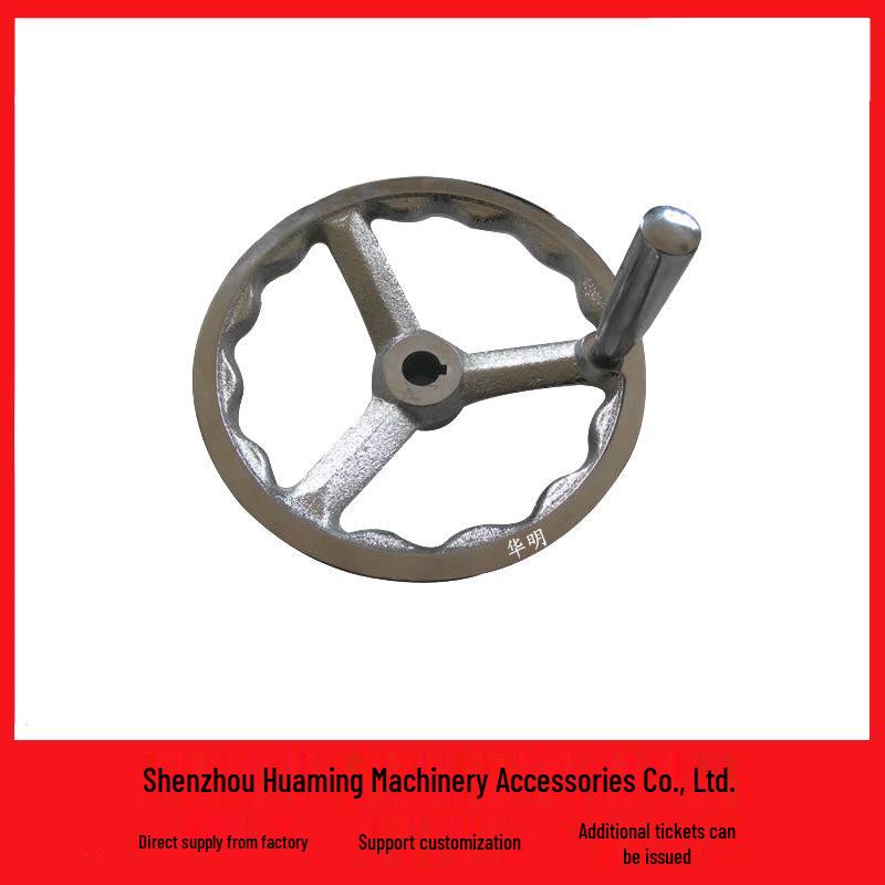 Cast Iron Handwheels: Various Types, Round Rim, Chrome-Plated.