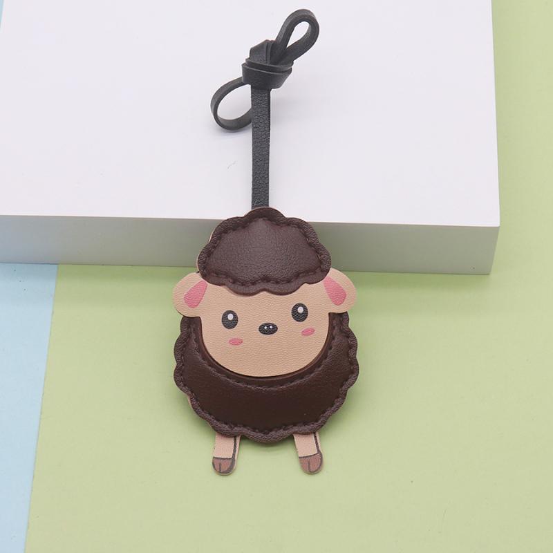Cute Goat PU Leather Keychain Durable Cute Key Ring Bag Pendant for Women Car Key Holder Daily Use Gift