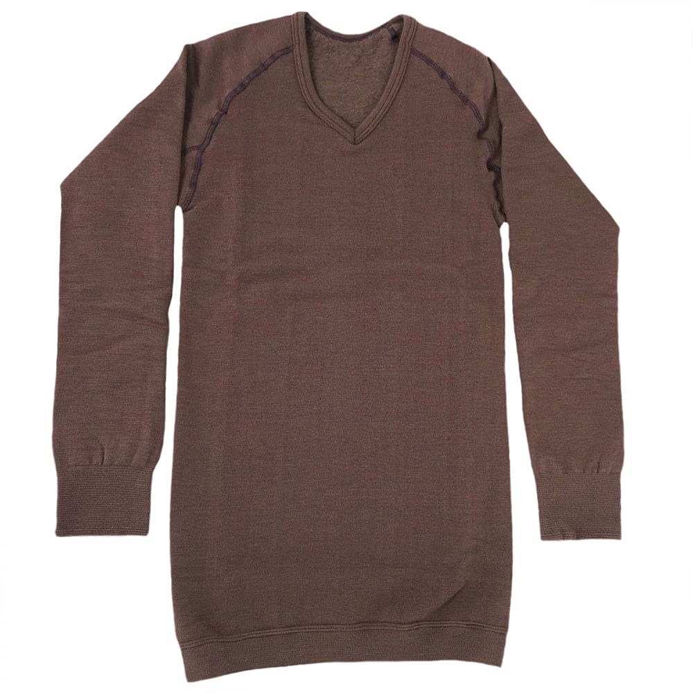 

Mochihada Mochijoy long sleeve thin and slightly washed for cold fleece cold extra warm V-neck shirt, thick, M-L, brown, men, innerwear, motorcycle,
