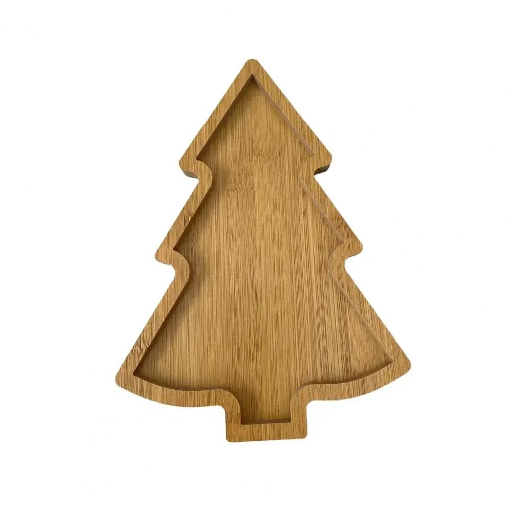 

27.5cm Wood Snack Tray Christmas Tree Shaped Wooden Charcuterie Dessert Boards Steak Dinner Plate Serving Platter For Parties