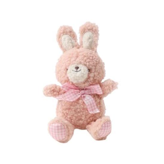 Rabbit Gingham Check Ribbon Plush Squeaky Dog Chew Toy Plush Squeaky for Small Dogs monchéri Monchéri Toy, (Pink/FREE), Toy, Toy,