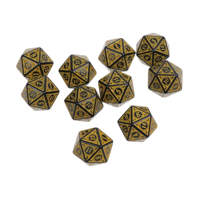 10Pcs 20 Sided Polyhedral Acrylic Table Game Dice D20 Dice for Math Dice Games Acrylic Dices Kit For Party