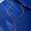 Bohemia Silver Color Ball Chain Necklaces for Women Simple Metal Y-Shaped Beaded Long Tassel Pendant Necklace Jewelry