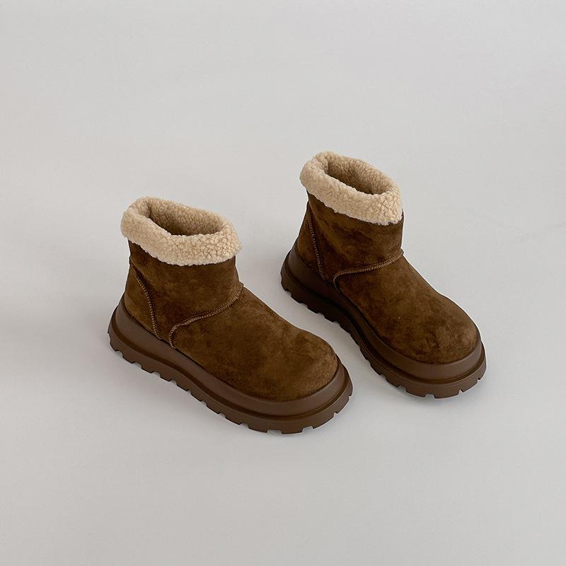 

Универсальные ретро пуховые ботинки на платформе, со шнуровкой, для девочек, осенне-зимние, новая модная модель, короткие, с напуском, утолщенные хлопковые ботинки 42 темно-коричневого