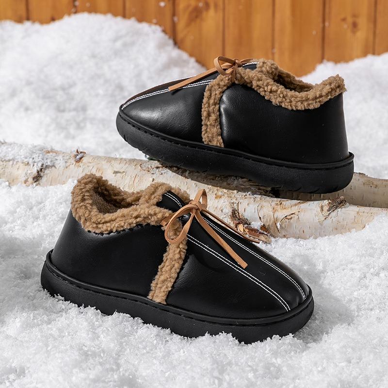 Lamb Wool Waterproof Bag Heel Cotton Shoes Women's Autumn and Winter Outdoor Non-slip Warm Velvet Thickened Fashion Leather Snow Boots