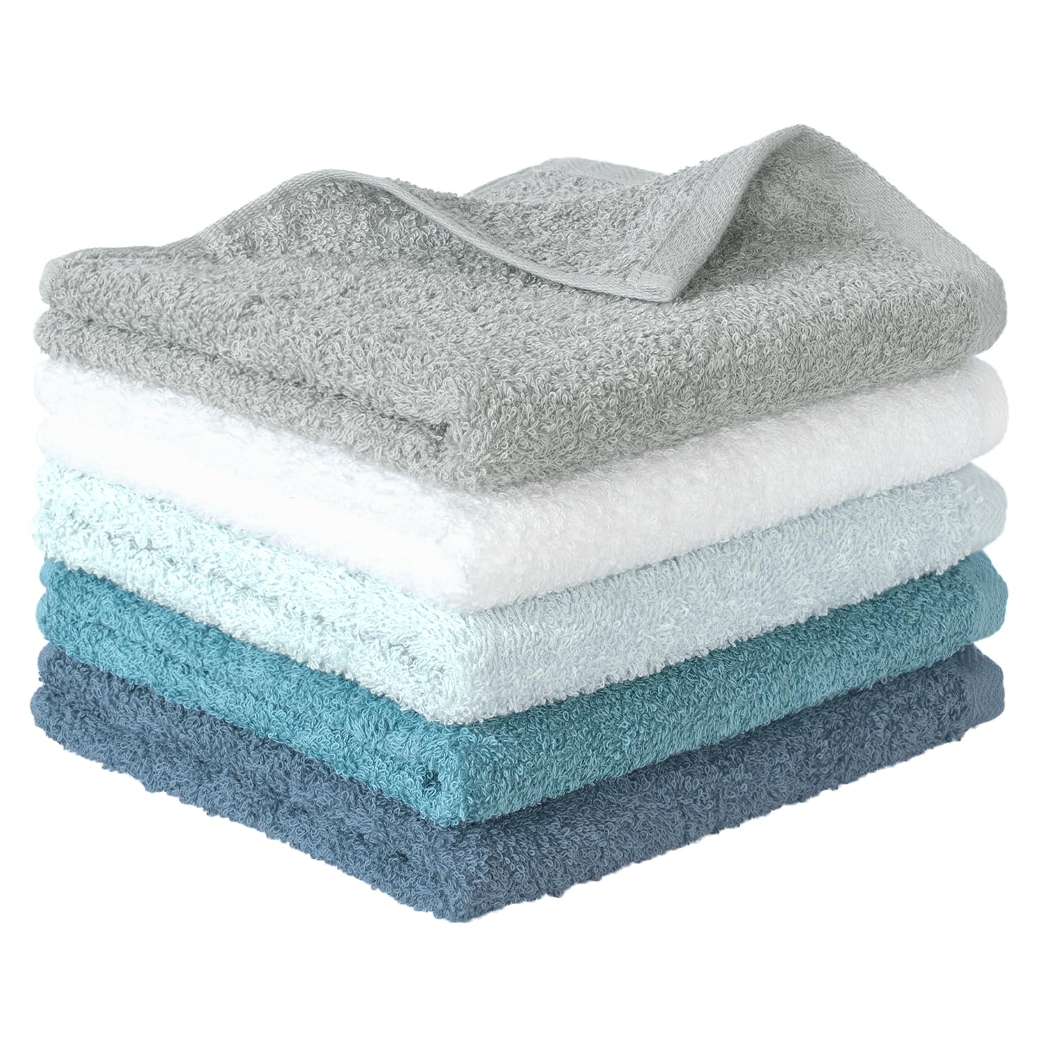 

Bloom Japanese-made Face Towels, Set of 5, Famille Senshu Towels, Hotel Type, Highly Absorbent, Quick-Drying, Soft, Fluffy, Durable, Low Lint Shedding