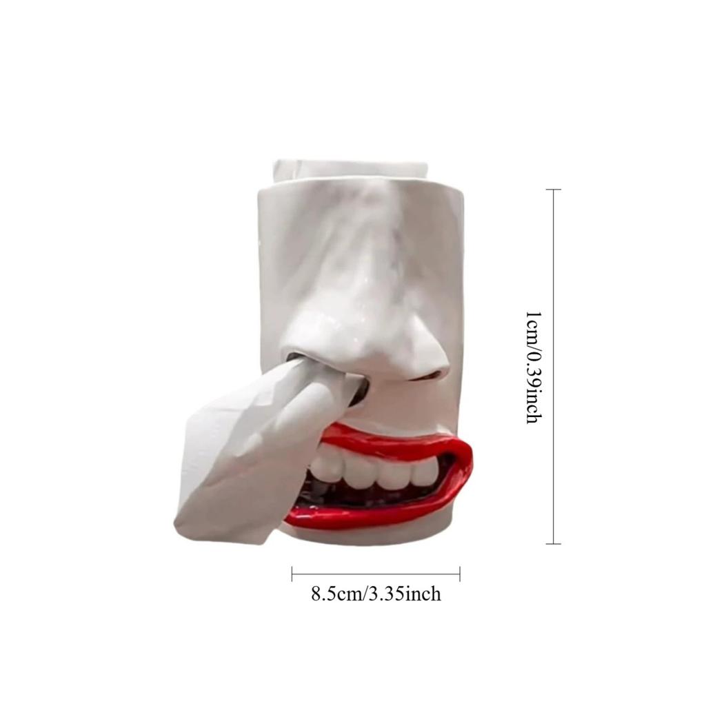 Funny Face Tissue Holder, Quirky Mouth Nose Tissue Box Dispenser, Unique Toilet Paper Holder Novelty Tissue Box Cover for Bathroom Living Room