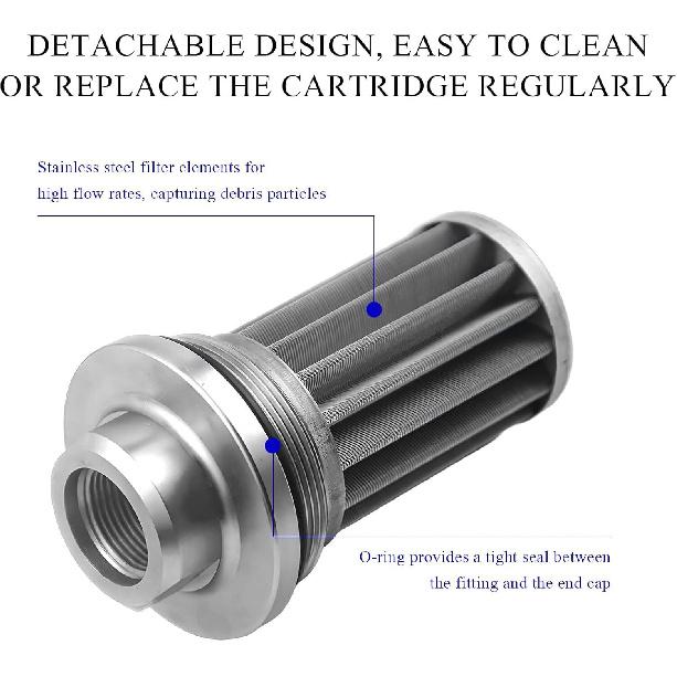 High Flow Inline Fuel Filter 100 Micron Cleanable 6AN 8AN 10AN Adapter Universal Fuel Filters5