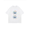 Weißes Oversized T-Shirt mit Blaue-Krabbe-Aufdruck für Freizeitkleidung